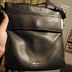 Nine West Textured Black Messenger Bag